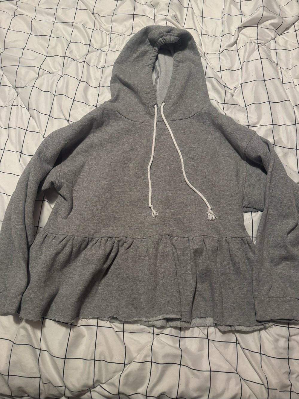 Derek Heart Gray Peplum Hoodie Sweatshirt